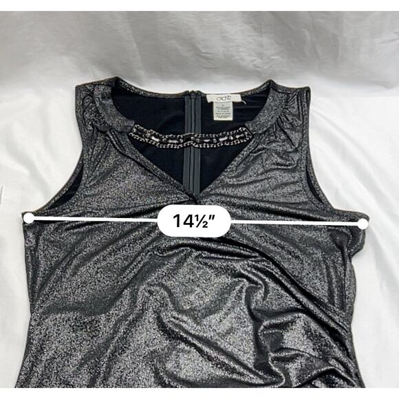 Cache Black Shimmer XS Rhinestone Neckline Glam Y2K Clubwear Party Blouse VTG - Picture 5 of 8